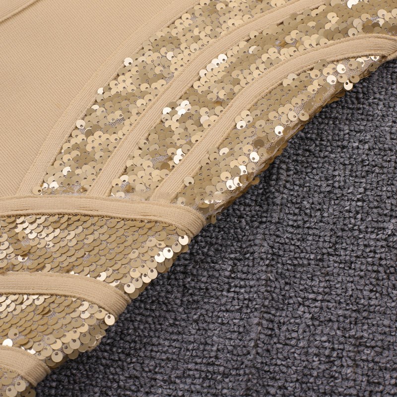Herve Leger Gold Sequin Insert Dress