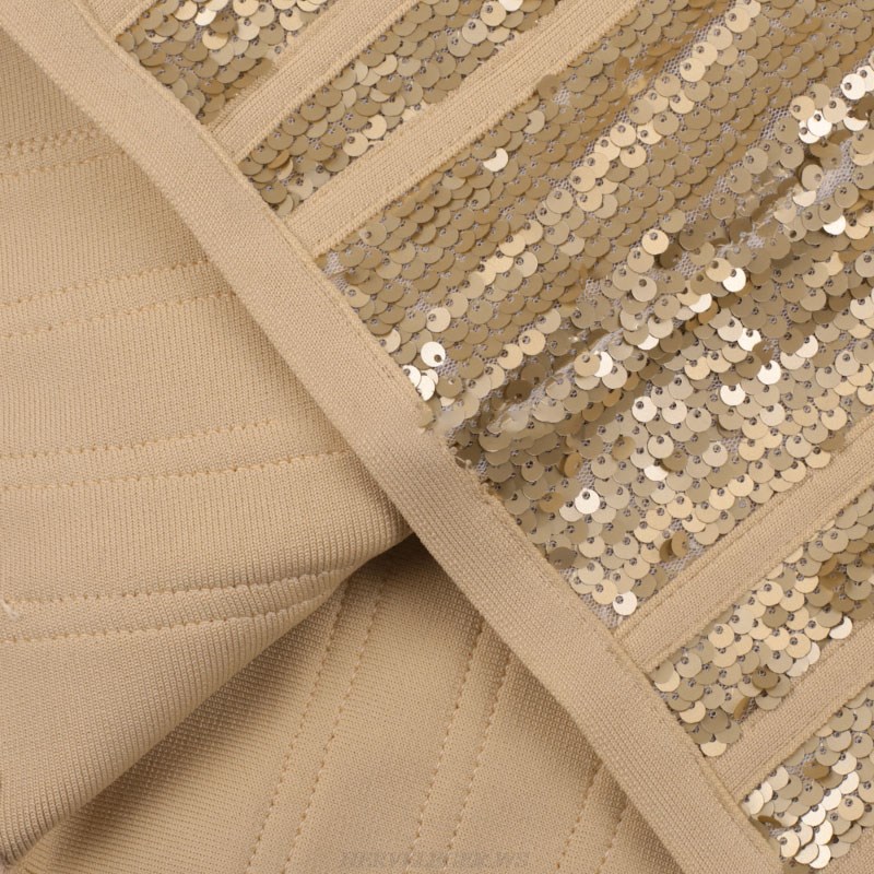 Herve Leger Gold Sequin Insert Dress