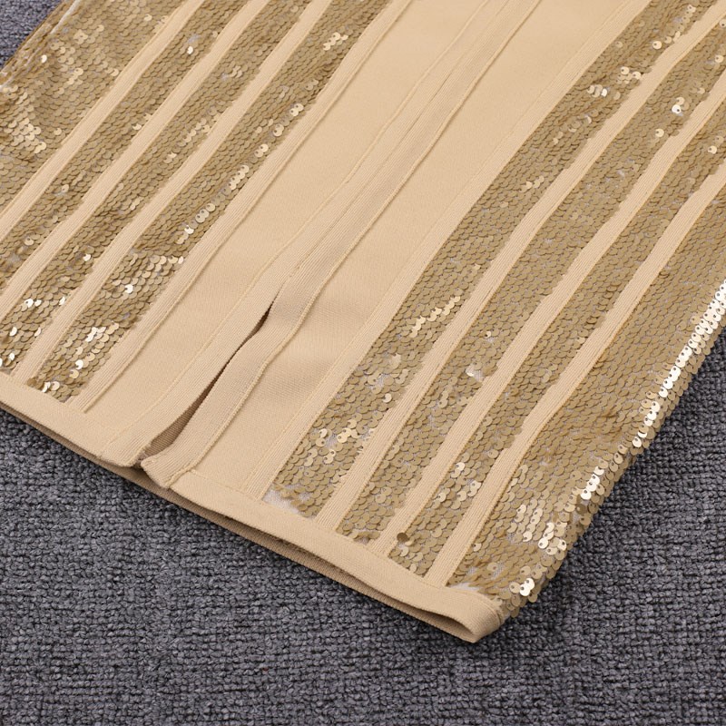 Herve Leger Gold Sequin Insert Dress