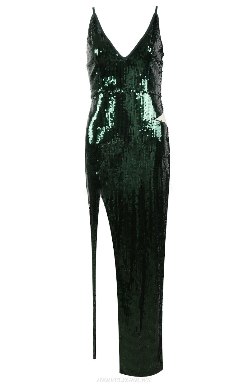 Herve Leger Green Sequin Dress