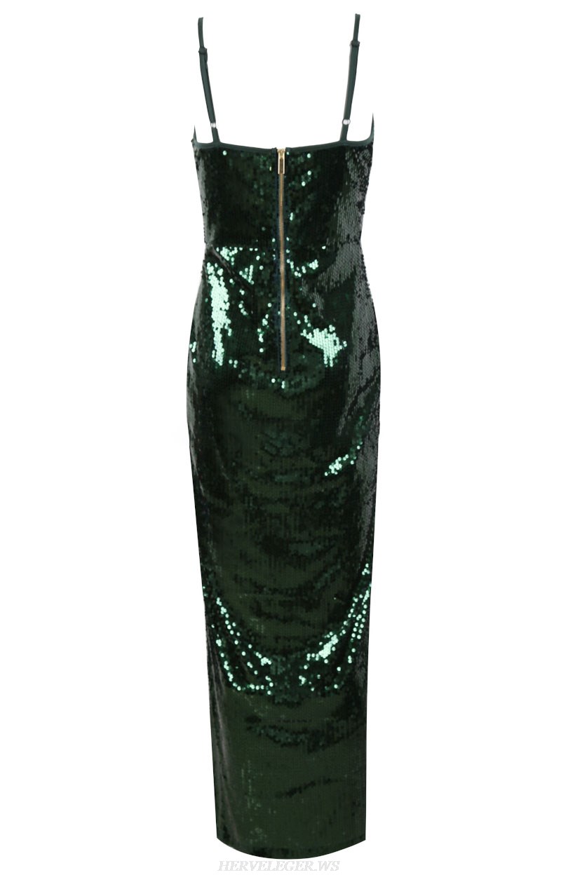 Herve Leger Green Sequin Dress