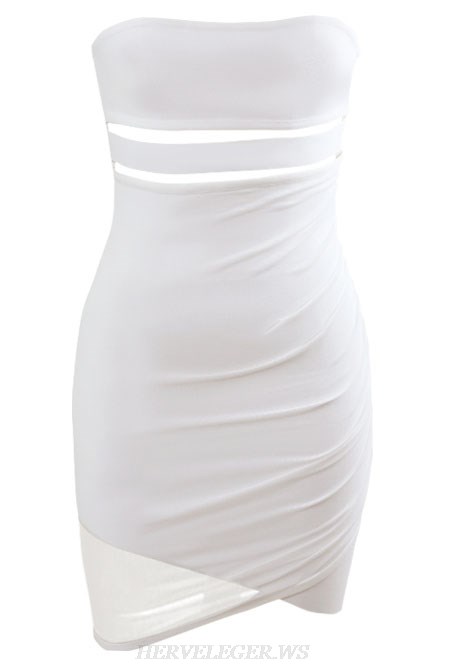 Herve Leger White Strapless Dress