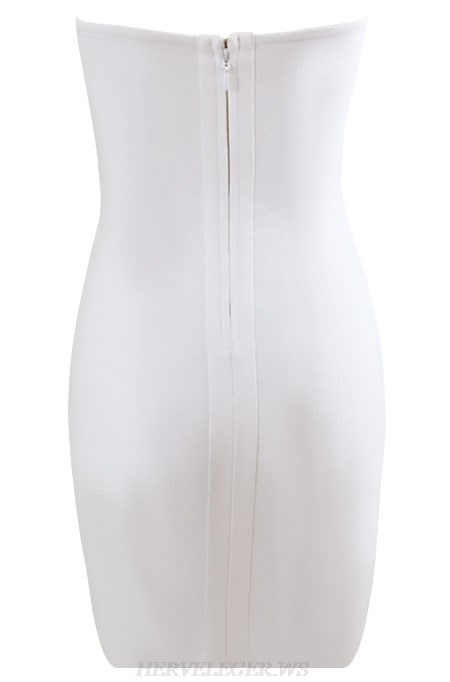 Herve Leger White Strapless Dress