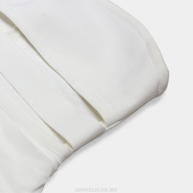 Herve Leger White Strapless Dress