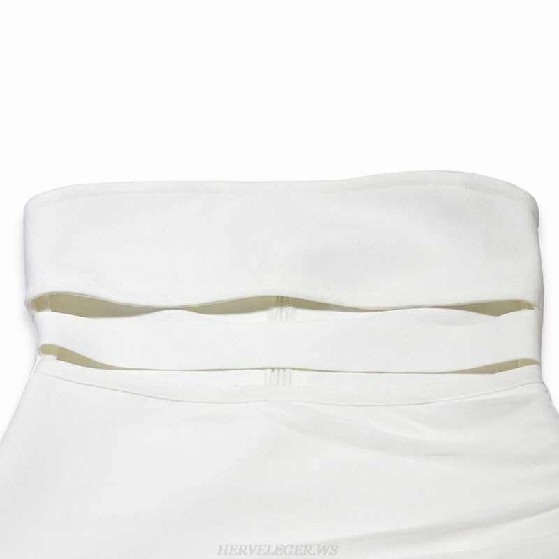 Herve Leger White Strapless Dress