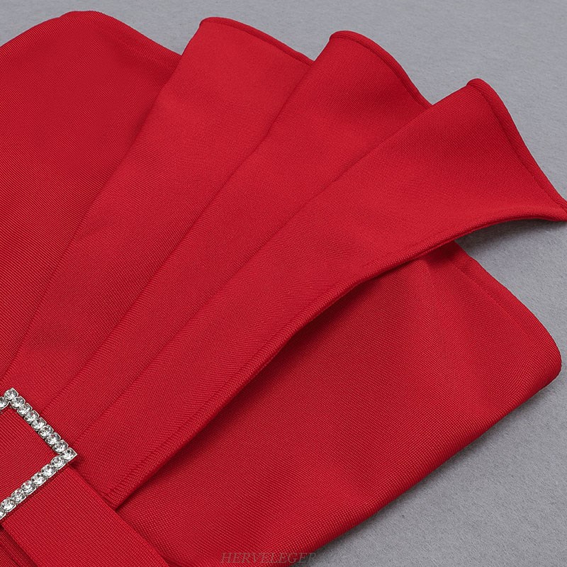 Herve Leger Red Strapless Draped Dress