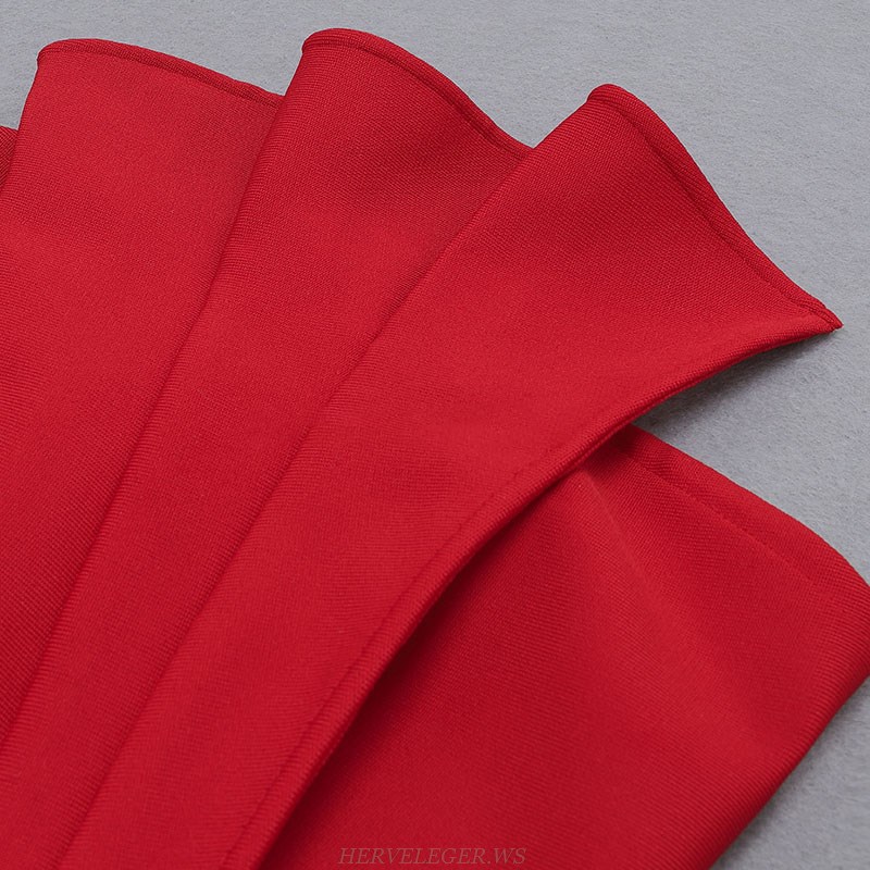 Herve Leger Red Strapless Draped Dress