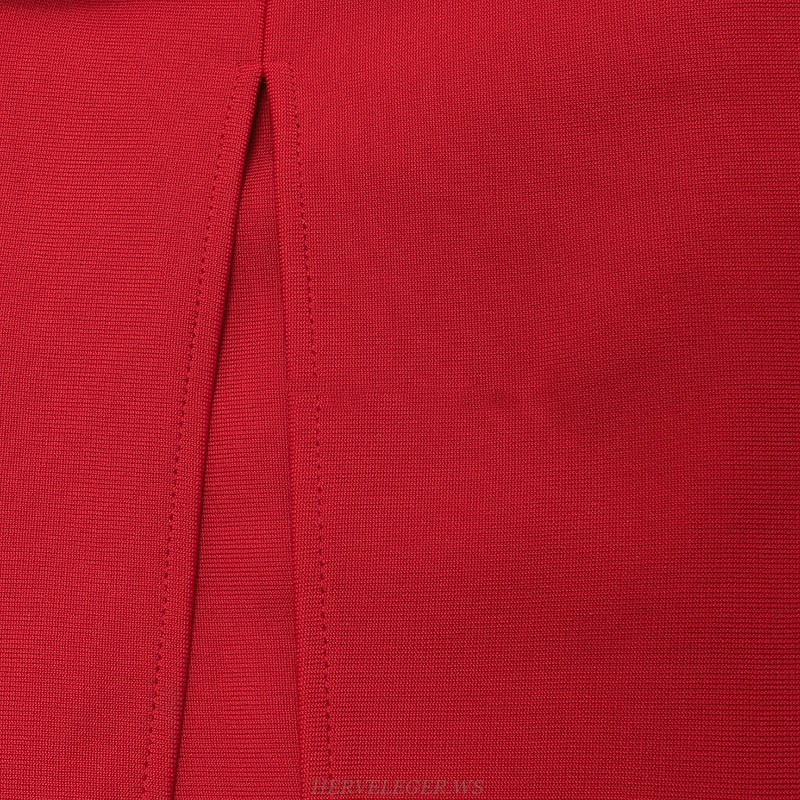 Herve Leger Red Strapless Draped Dress