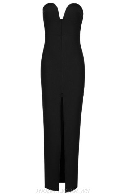 Herve Leger Black Strapless Structured Gown
