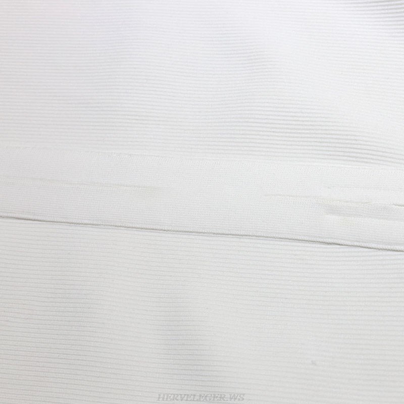 Herve Leger White Strappy Ribbed Dress