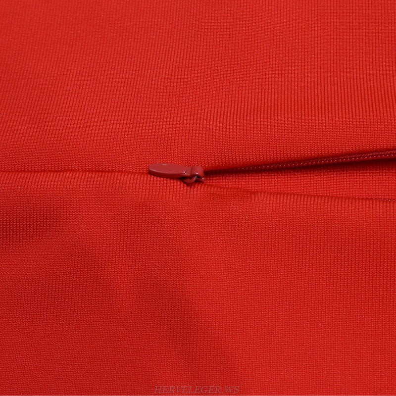 Herve Leger Red Tie Detail Dress