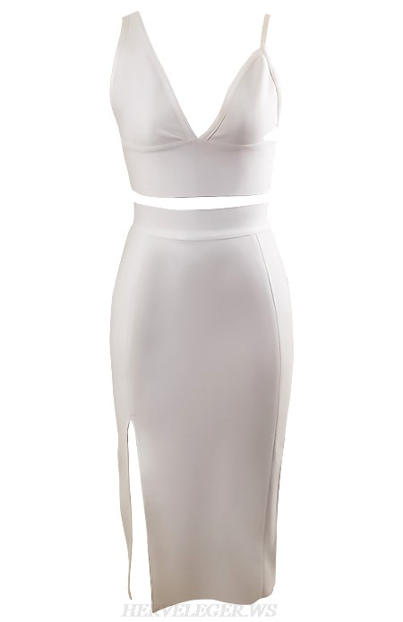 Herve Leger White Two Piece Dress