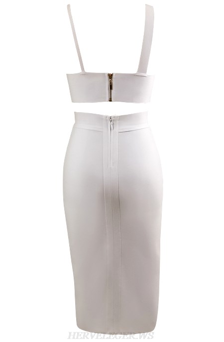Herve Leger White Two Piece Dress
