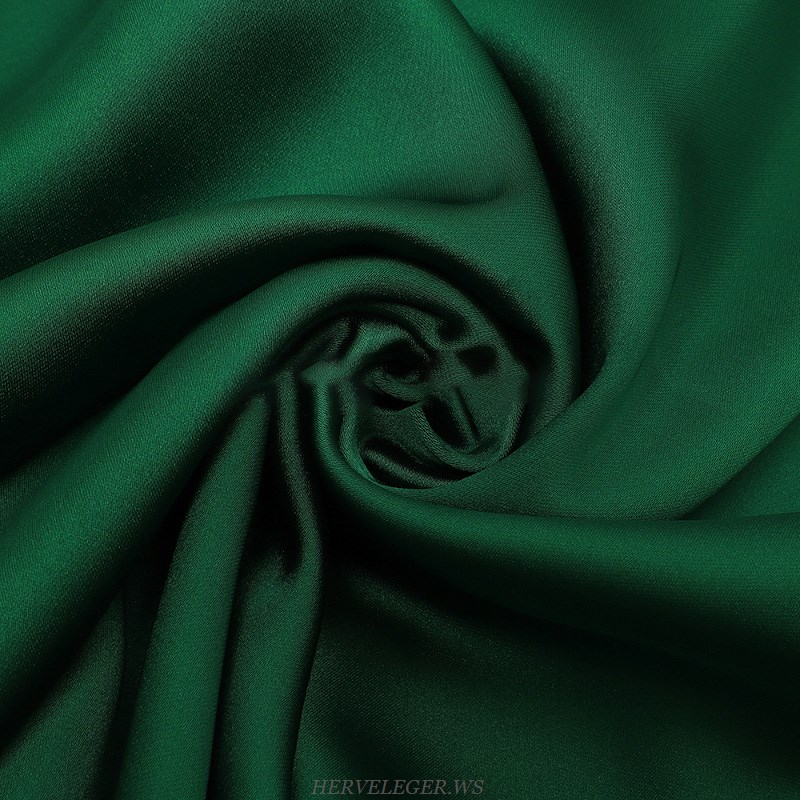Herve Leger Green Backless Satin Dress