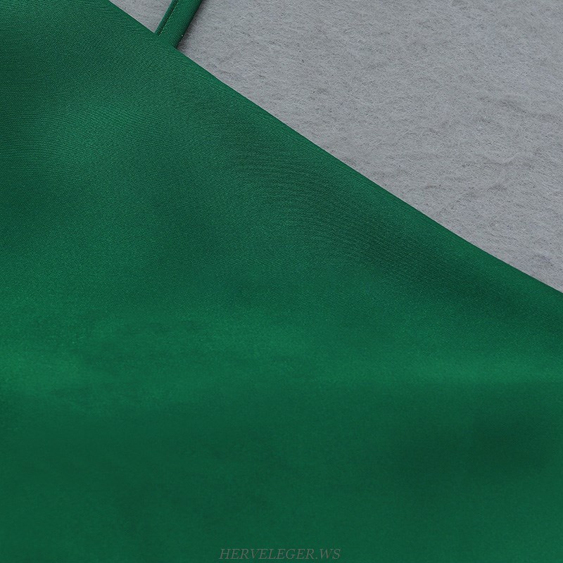 Herve Leger Green Backless Satin Dress