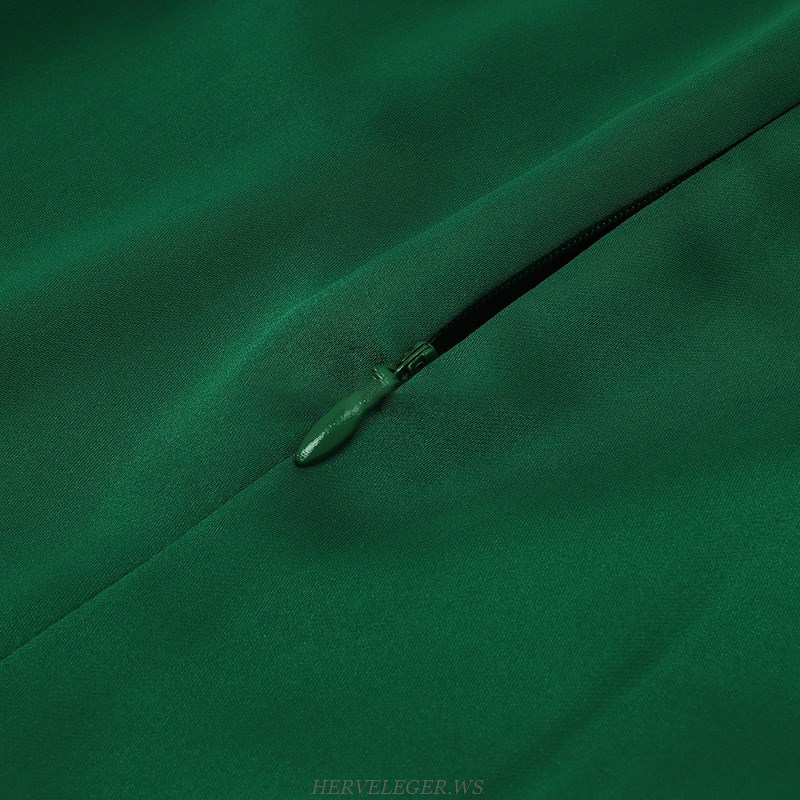 Herve Leger Green Backless Satin Dress