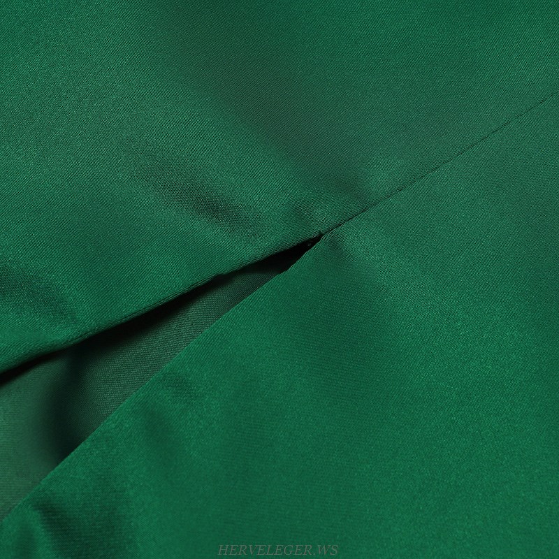 Herve Leger Green Backless Satin Dress