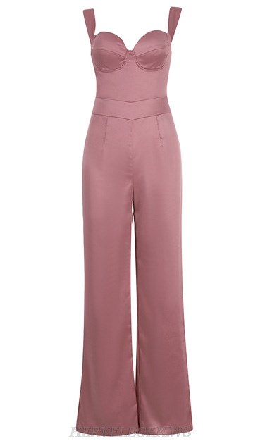 Herve Leger Pink Bustier Detail Silk Jumpsuit Thulian Herve Leger Pink Bustier Detail Silk Jumpsuit Thulian