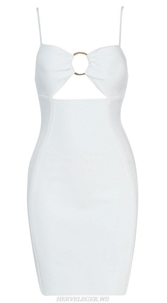 Herve Leger White Cut Out Detail Dress