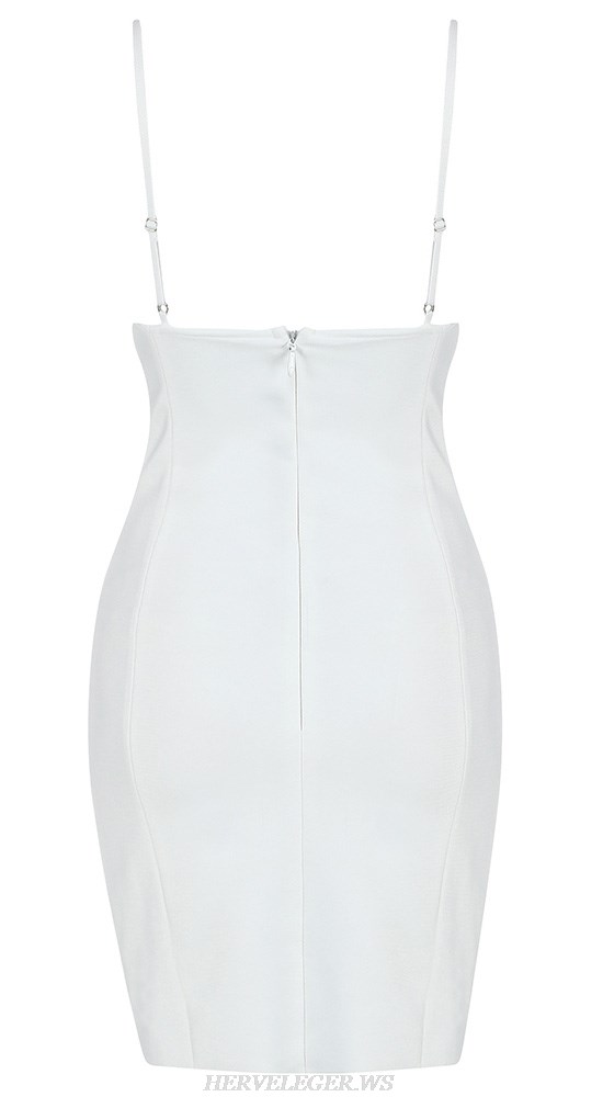 Herve Leger White Cut Out Detail Dress