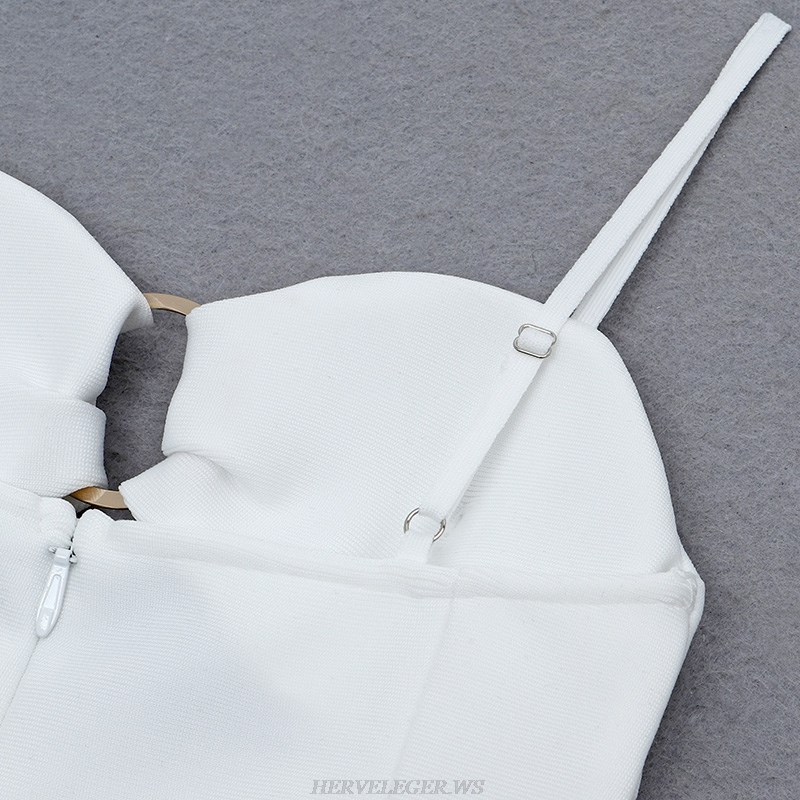 Herve Leger White Cut Out Detail Dress