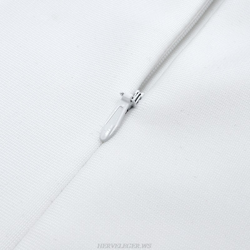Herve Leger White Cut Out Detail Dress