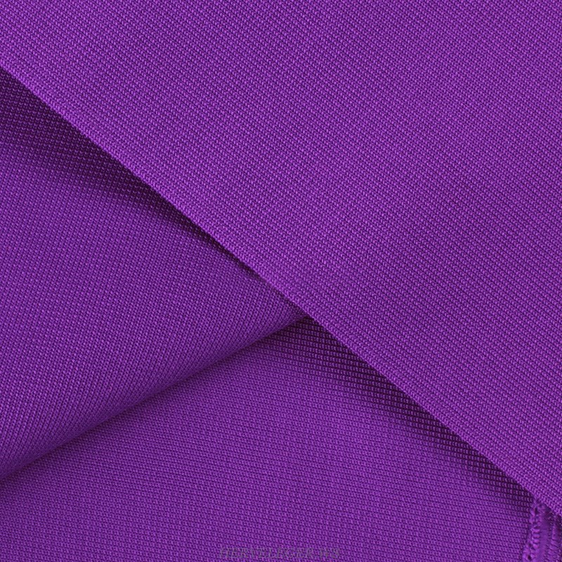 Herve Leger Purple Draped Chiffon Detail Dress