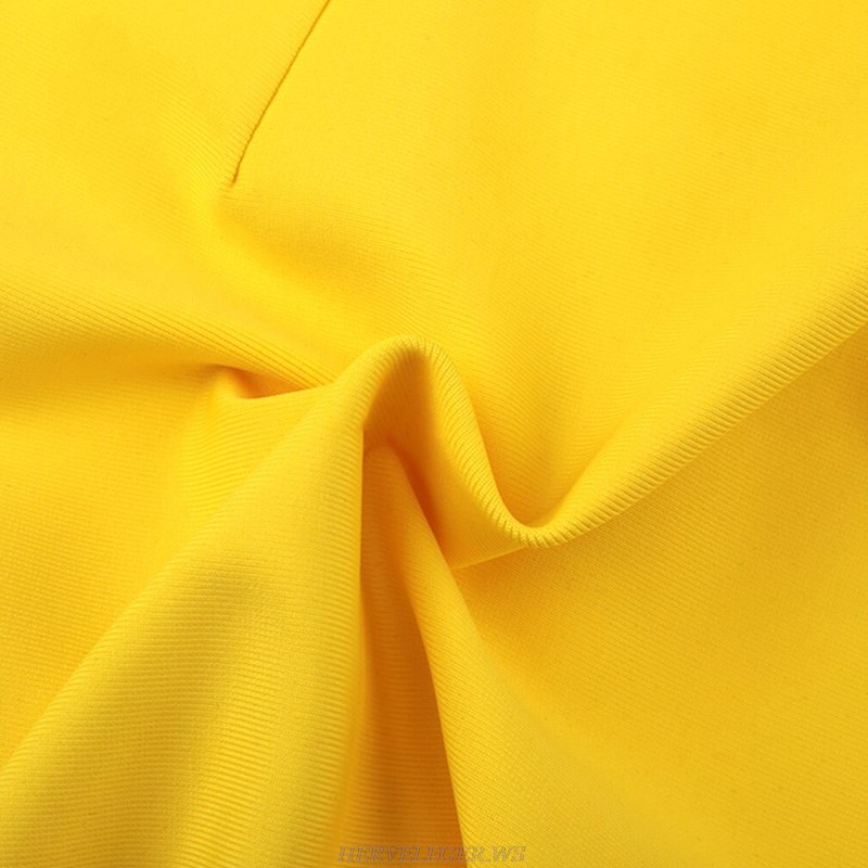 Herve Leger Yellow Embellished Straps Mermaid Dress