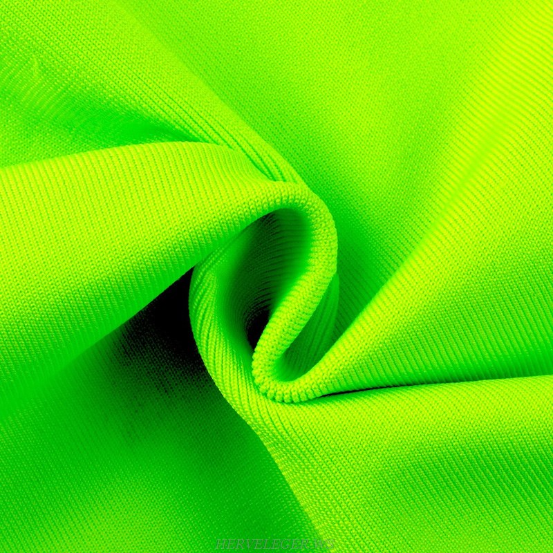 Herve Leger Neon Long Sleeve Cut Out Detail Dress