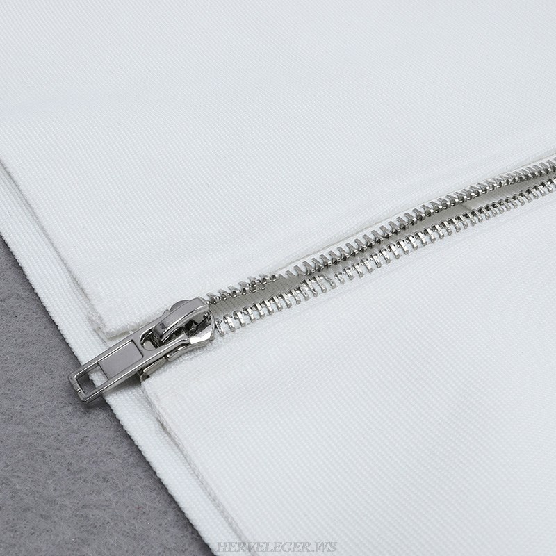 Herve Leger White Mesh Detail Crop Top