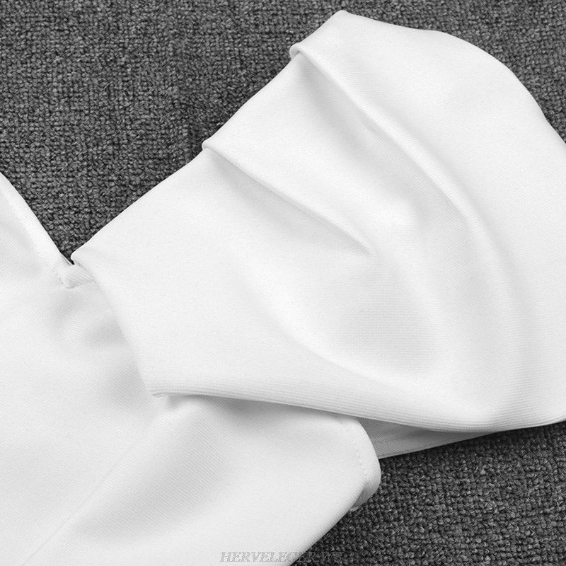 Herve Leger White One Shoulder Dress