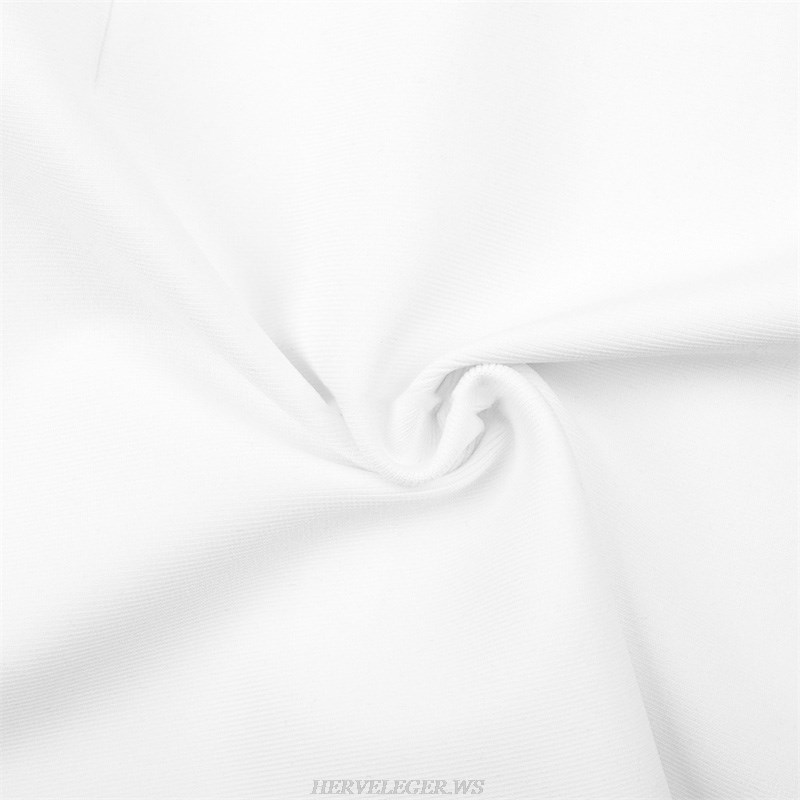 Herve Leger White One Shoulder Dress