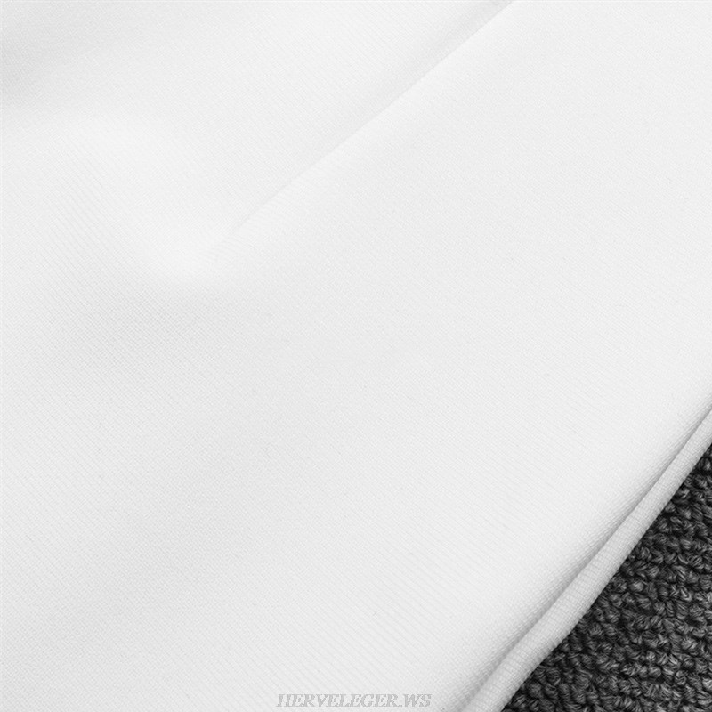 Herve Leger White One Shoulder Dress