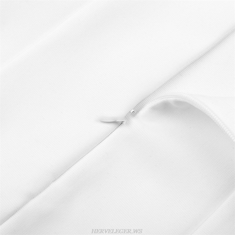 Herve Leger White One Shoulder Dress