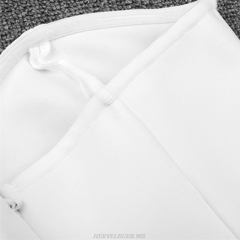 Herve Leger White One Shoulder Dress