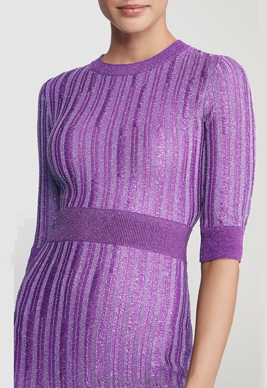 Herve Leger Purple Ribbed Gown