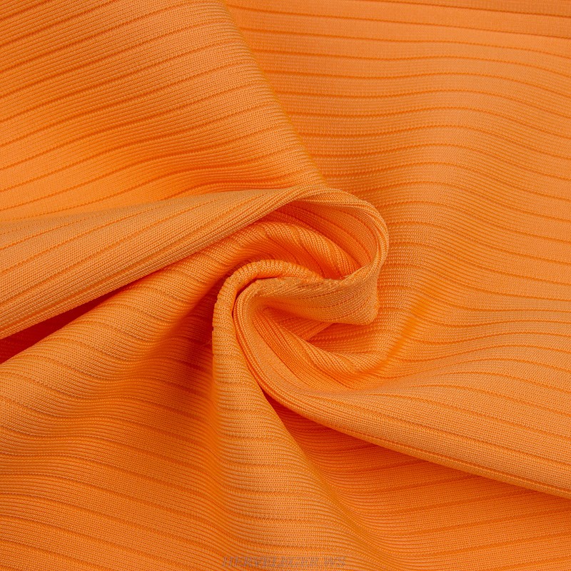 Herve Leger Orange Ribbed Two Piece Dress