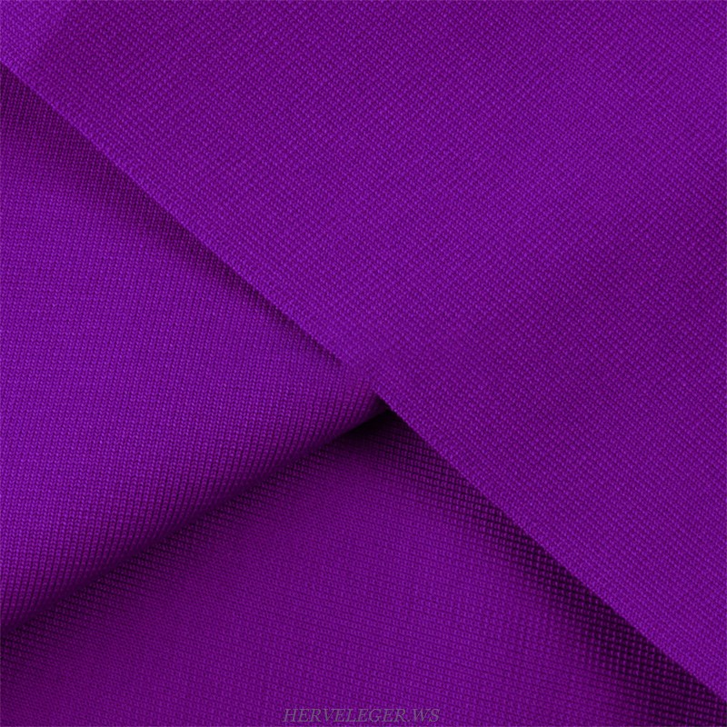 Herve Leger Purple Ruffle Sleeve Lace Insert Dress