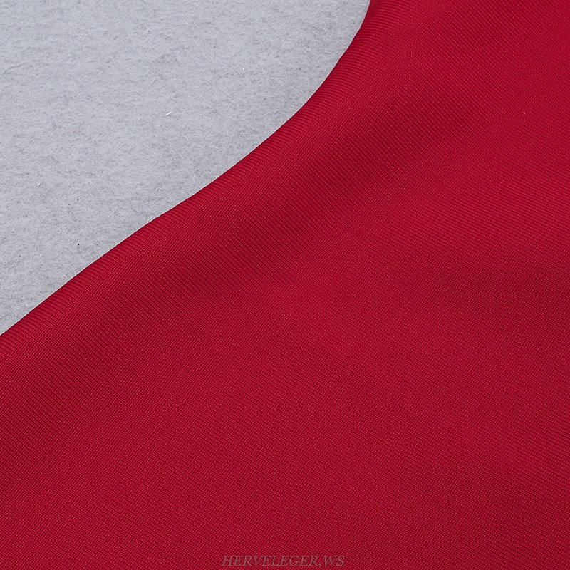 Herve Leger Red Short Sleeve Dress