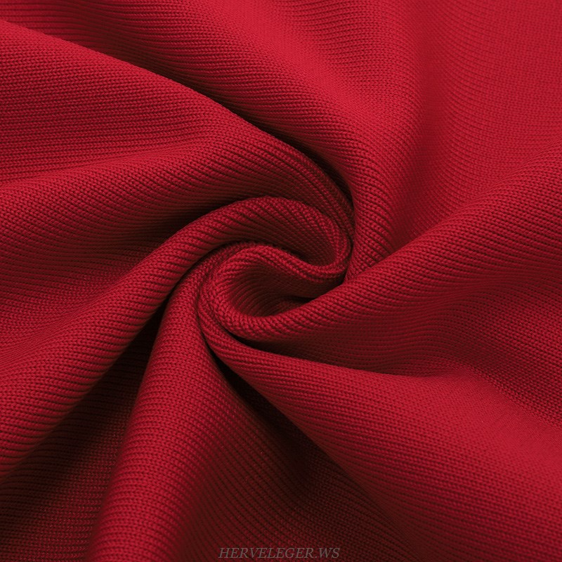Herve Leger Red Short Sleeve Dress
