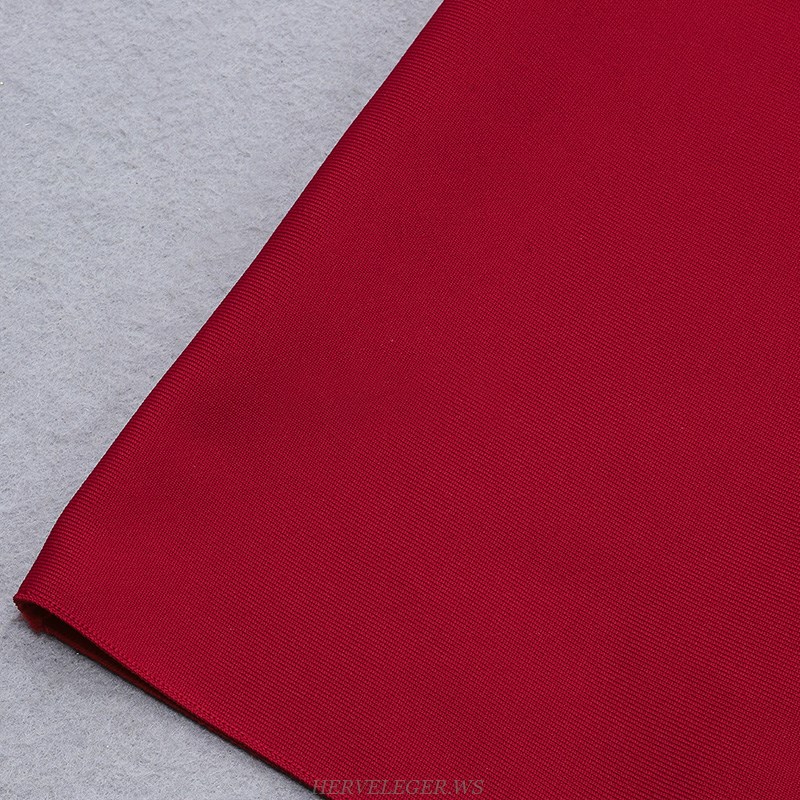 Herve Leger Red Short Sleeve Dress