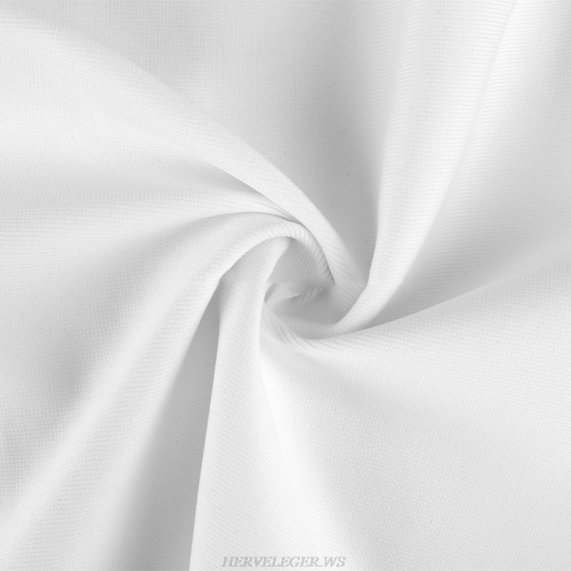 Herve Leger White Strapless Frill Dress