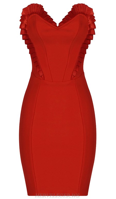 Herve Leger Red Strapless Heart Dress
