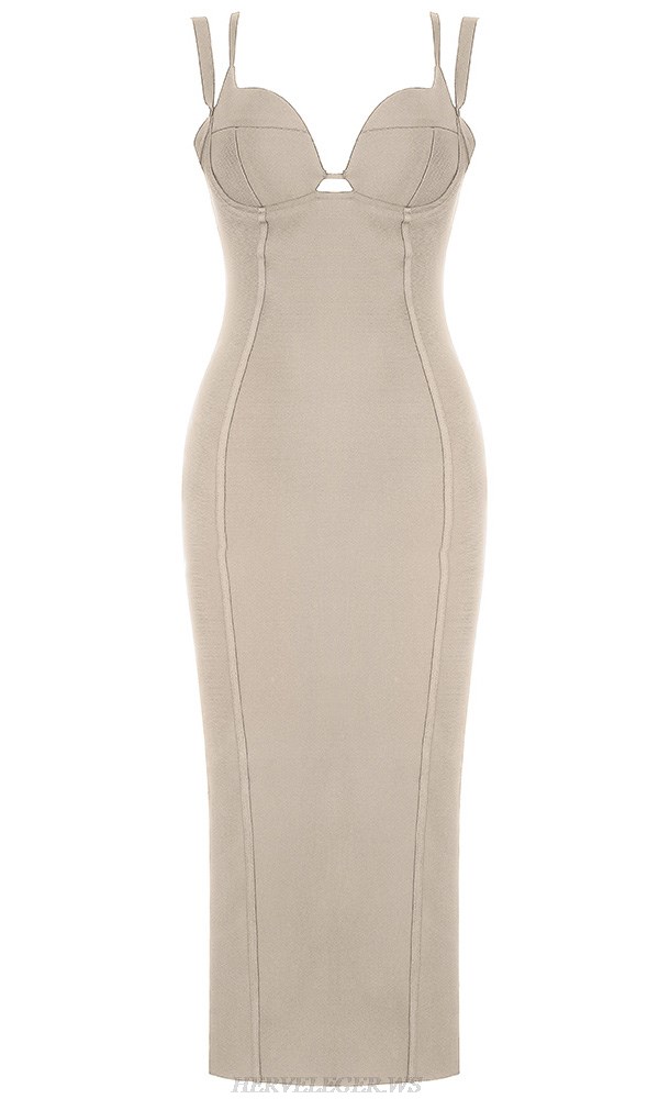 Herve Leger Nude Strappy Bustier Dress