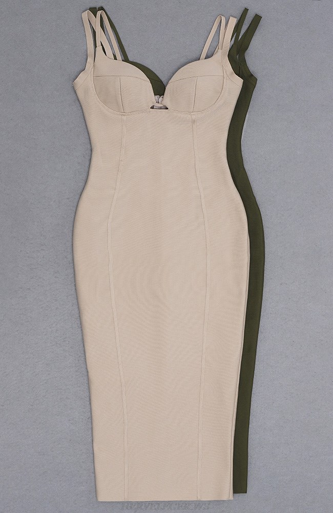 Herve Leger Nude Strappy Bustier Dress