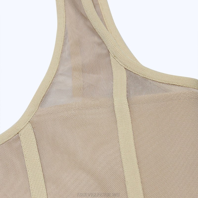 Herve Leger Nude Structured Mesh Two Piece Jumpsuit