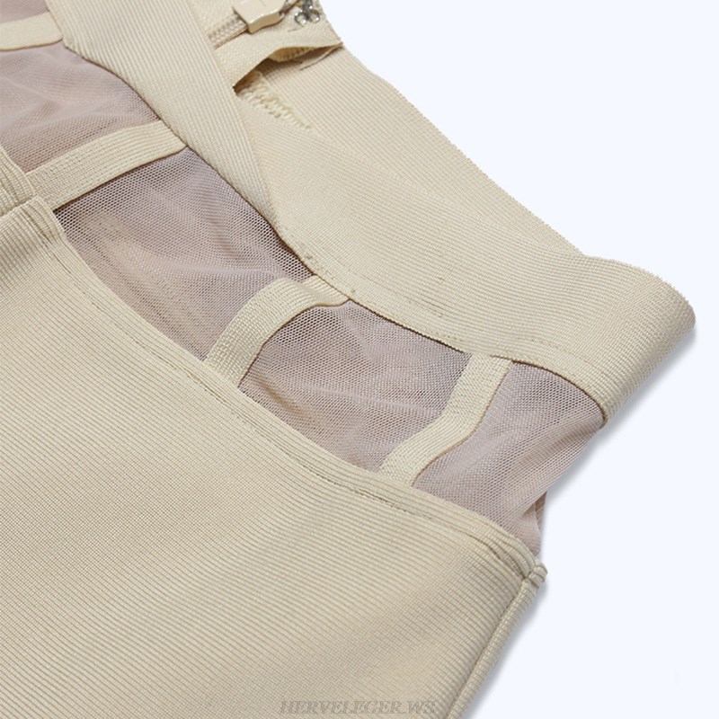 Herve Leger Nude Structured Mesh Two Piece Jumpsuit