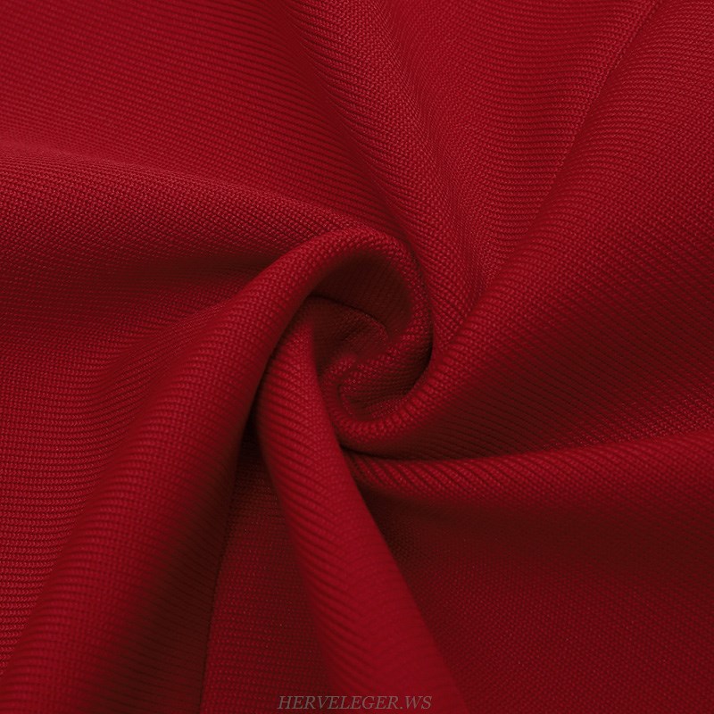 Herve Leger Red Tie Bardot Dress