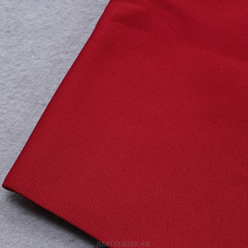 Herve Leger Red Tie Bardot Dress