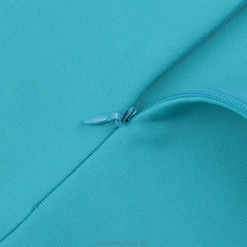 Herve Leger Light Blue Tie Detail Dress